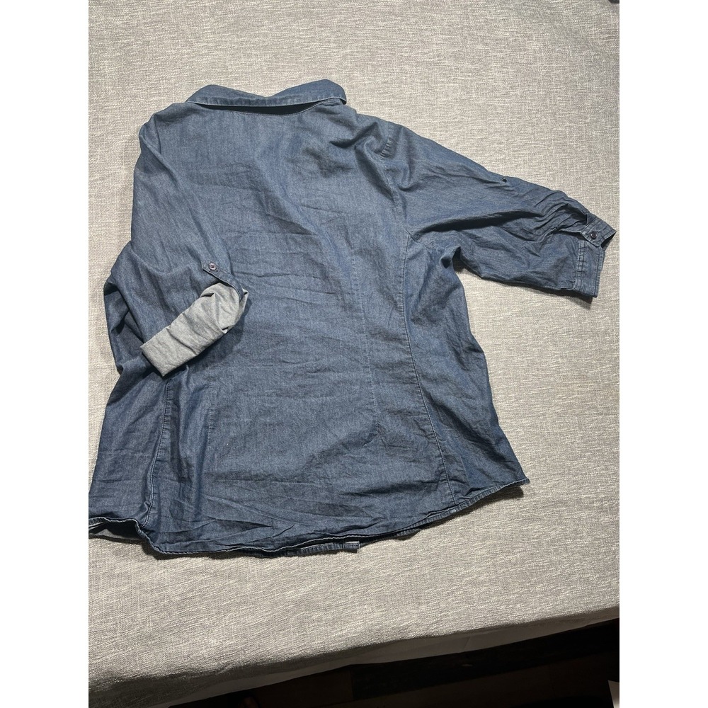 St. John's Bay unisex Blue Denim Cotton Button-Up Shirt Pockets Big & Tall 1X - Picture 5 of 8